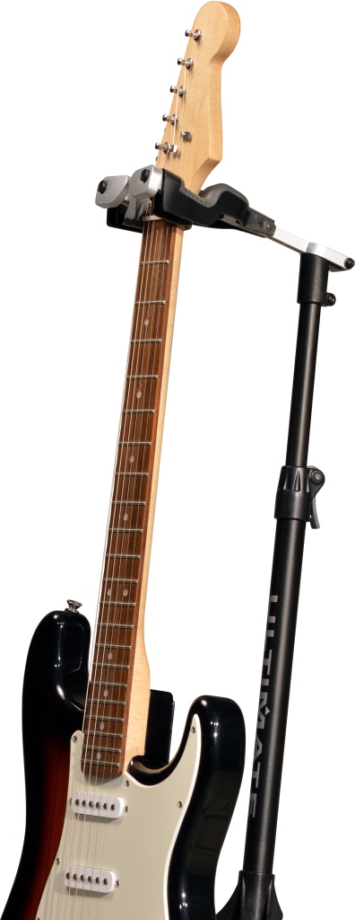 Ultimate Support GS-1000 Pro гитарная стойка с поддержкой грифа и самозакрывающимся держателем грифа, высота 84-115см, алюминий, 1.6кг
