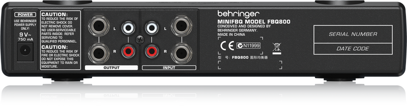 Behringer FBQ800 Стереофонический 9-полосный графический эквалайзер с системой детектирования обратной связи