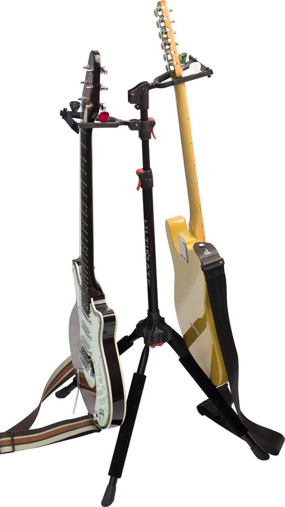 Ultimate Support GS-102 стойка гитарная двойная, c регулируемой высотой захвата грифов, черная