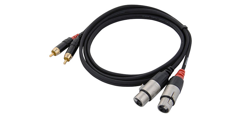 Cordial CFU 1.5 FC кабель сдвоенный RCA—XLR female, 1.5м, черный