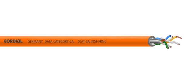 Cordial CCAT 6A INST-FRNC кабель Ethernet инсталляционный, негрючий, CAT6A U/FTP,диаметр7,3 мм, оранжевый, затухание 17,8дБ на100 м, проводники0,16мм2