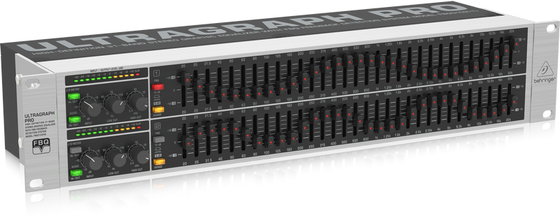 Behringer FBQ3102HD 2-канальный 31-полосный графический эквалайзер с системой детектирования обратной связи, регулир. фильтры LoCut и HiCut, SUB выход
