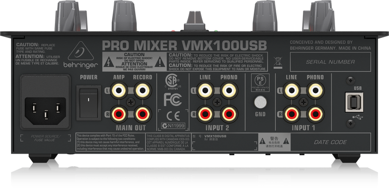 Behringer VMX100USB DJ-микшер со счетчиком темпа и USB аудиоинтерфейсом, 2 канала