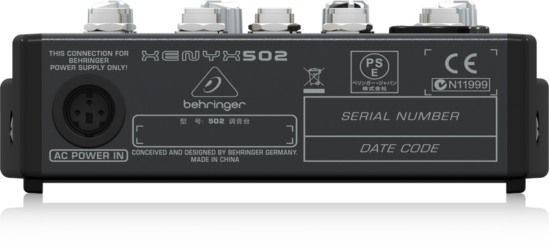 Behringer 502 аналоговый микшер, 5 каналов, 1 мик. + 2 лин. стерео, Main L/R- Jack, 2-полосный эквалайзер