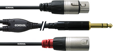 Cordial CFY 3 VFM кабель Y-адаптер джек стерео 6.3мм/XLR male+XLR female, 3.0м, черный