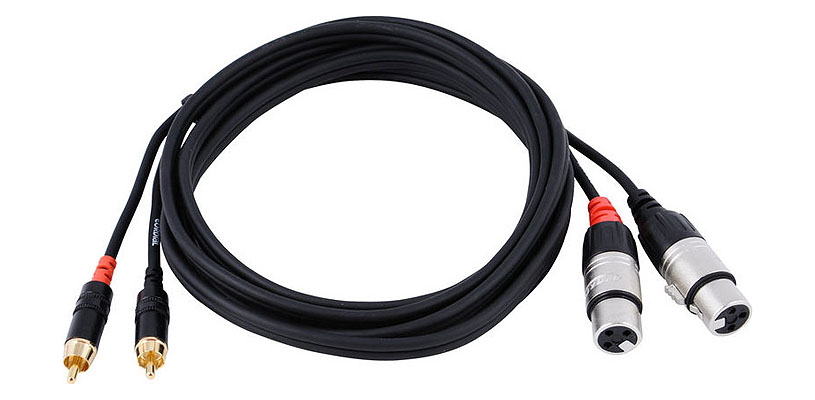 Cordial CFU 3 FC кабель сдвоенный RCA—XLR female, 3.0м, черный