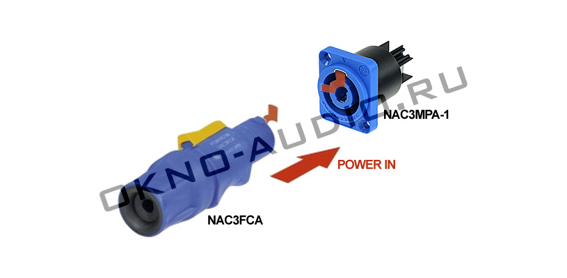 Neutrik NAC3MPA-1 панельный разъем PowerCon, гнездо, входной (синий), 20A/250В