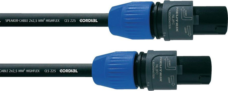 Cordial CPL 5 LL 2 спикерный кабель Speakon 2-контактный/Speakon 2-контактный, разъемы Neutrik,CLS225, 5.0 м, черный