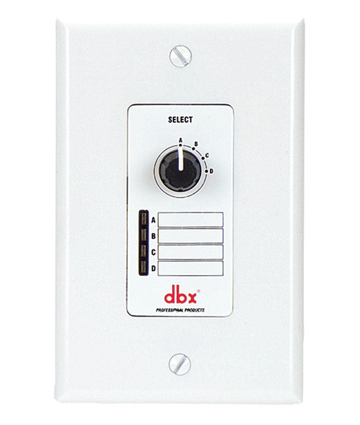 dbx ZC-3-US настенный контроллер. 4-позиционный поворотный селектор источников/зон оповещения/сценариев. Подключение Cat5, 2xRJ45. Монтаж в коробки ам
