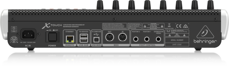 Behringer X-Touch - компактный Ethernet/USB/MIDI- контроллер DAW, 9 моториз.фейдеров 100 мм, 8LCD, индикатор времени, HUI, Mackie Control