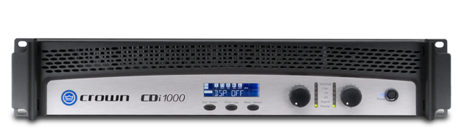 Crown CDi1000 усилитель 2-канальный с DSP. Мощность (на канал): 700Вт•2Ω, 500Вт•4Ω, 275Вт•8Ω, 500Вт•70В