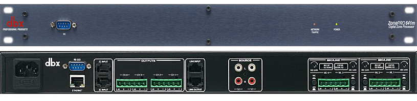 dbx 641m аудио процессор для многозонных систем. 6 входов - 4 балансных мик/лин Phoenix, 2 RCA; 4 балансных Phoenix выхода
