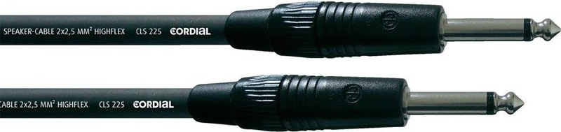 Cordial CPL 20 PP 25 спикерный кабель джек моно 6.3мм/джек моно 6.3мм, разъемы Neutrik, CLS225, 20.0 м, черный
