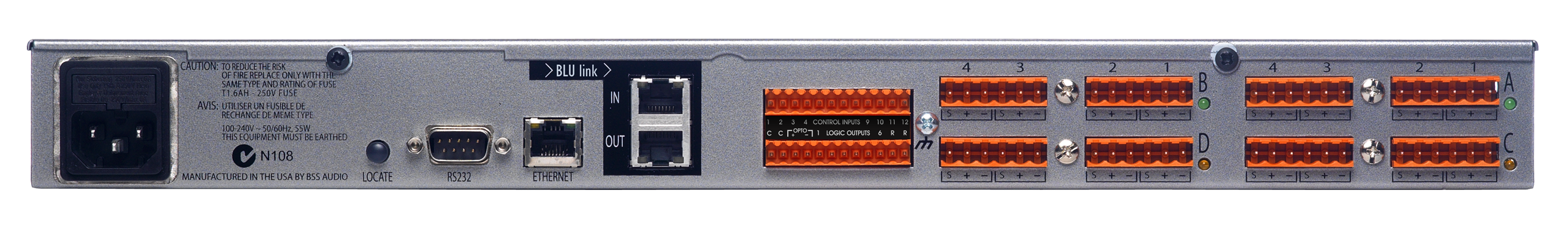 BSS BLU-120 аудио-матрица без процессора, шасси. BLU-link (без CobraNet).