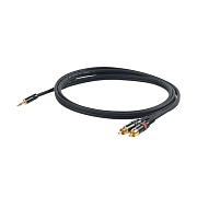 PROEL CHLP215LU3 - инсертный кабель, 3.5 джек стерео <-> 2хRCA (папа), длина - 3м