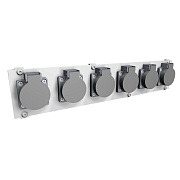 Панель модульная ПМ12-6SCHUKO RAL9016 Панель с розетками SHUKO — 6 шт, 210х85 мм, 12 модулей, цвет — белый