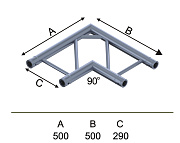 INVOLIGHT IFX29-C03 - угловой модуль для 2-х ферм 90*, плоский, 290х500