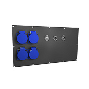 Панель лючка ПЛ.41.23. (4SCHUKO-1XLRf-1XLRm-1RJ45EtherCON) Панель лючка черного цвета