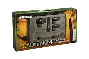 Shure PGADRUMKIT4 Комплект из 4 микрофонов для ударных 1х PGA52, 2 х PGA56, 1 х PGA57, 2 крепления и 4 кабеля XLR.