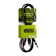 NordFolk NYC001 1.5M кабель Minijack stereo - 2 x Jack mono, литые разъёмы, 1.5 м.