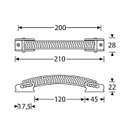 ADAM HALL 3428 - ручка для кейса, металл, 210х28 мм