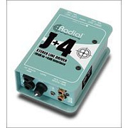 Radial J+4 двухканальный дибокс, 2 RCA вход, 2 Jack вход,  2 XLR выход, регулировка  уровня