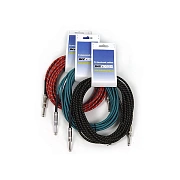 INVOTONE ACI1106 R - инструм. кабель, 6,3 джек моно <-> 6,3 джек моно, тряп. изол, дл. 6 м (красный)