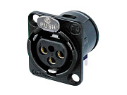 Neutrik NC3FD-H-B панельный разъем XLR female серии D. горизонт. установка на ПП, черненый корпус, золоченные контакты.