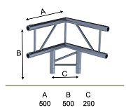 INVOLIGHT IFX29-C13 - угловой модуль для 3-х ферм 90*, плоский, вертикальный, 290х500