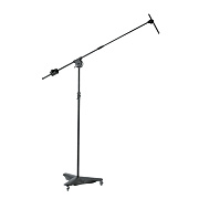 K&M 21430-500-55 микрофонная стойка оверхедная "журавль", на колёсах, чёрная, 1340-2210 мм