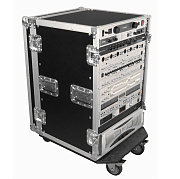 GATOR G-TOUR 16U CAST - рэковый флайт-кейс, 16 U, на колесах,дерево,черный