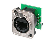 Neutrik NE8FDH-C5E разъем RJ45 панельный, гнездо,для CAT5Е, горизонт. установка в ПП, тип-D