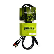 NordFolk NYC028 3M кабель 3,5 miniJack stereo - 2 x RCA, литые разъемы,  3 м.