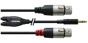Cordial CFY 3 WFF кабель Y-адаптер джек стерео 3.5мм—2xXLR female, 3.0м, черный