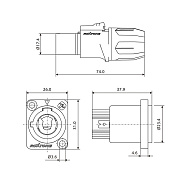 Разъем RAC3FCO Grey/black ring