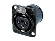 Neutrik NC3FD-V-BAG панельный разъем XLR female серии D,вертикальная установка на ПП,черненый корпус