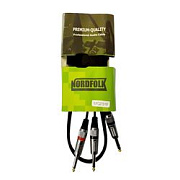 NordFolk NYC275/3M кабель инсертный 6.35 Jack stereo <=> 2 x 6.35 Jack mono, металл разъёмы, 3 м