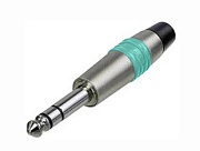 Neutrik NYS228C-5 кабельный разъем Jack 6.3мм TRS(стерео), штекер металический корпус для кабеля 6мм, зелёное маркировочное кольцо
