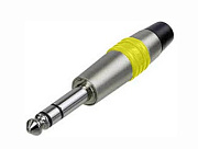 Neutrik NYS228C-4 кабельный разъем Jack 6.3мм TRS(стерео), штекер металический корпус для кабеля 6мм, жёлтое маркировочное кольцо