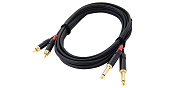 Cordial CFU 3 PC кабель сдвоенный RCA/джек моно 6.3мм male, 3.0м, черный