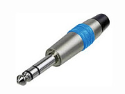 Neutrik NYS228C-6 кабельный разъем Jack 6.3мм TRS(стерео), штекер металический корпус для кабеля 6мм, синее маркировочное кольцо
