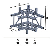 INVOLIGHT ISX29-C10 - угловой модуль для 4-х ферм, квадрат, 290х500 горизонт