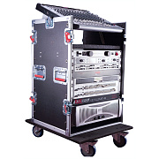 GATOR G-TOUR 10X14 PU - рэковый флайт-кейс, 10U верх,14U низ, на колесах,дерево,черный