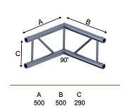INVOLIGHT IFX29-C08 - угловой модуль для 2-х ферм 90*, плоский, вертикальный, 290х500