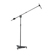K&M 21430-500-55 микрофонная стойка оверхедная "журавль", на колёсах, чёрная, 1340-2210 мм