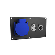 Панель лючка ПЛ.16.10. (1SCHUKO-1XLRf-1XLRm) Панель лючка черного цвета