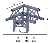 INVOLIGHT ITX29-C14 - угловой модуль для 3-х ферм 90*, треугольн., 290х500