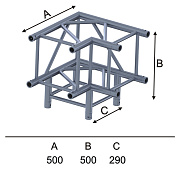 INVOLIGHT ISX29-C08 - угловой модуль для 3-х ферм, квадрат, 290х500 (Т-образный) вертик.