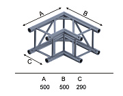 INVOLIGHT ISX29-C03 - угловой модуль для 2-х ферм, квадратный, 500х500