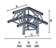 INVOLIGHT ITX29-C15 - угловой модуль для 3-х ферм 90*, треугольн., 290х500